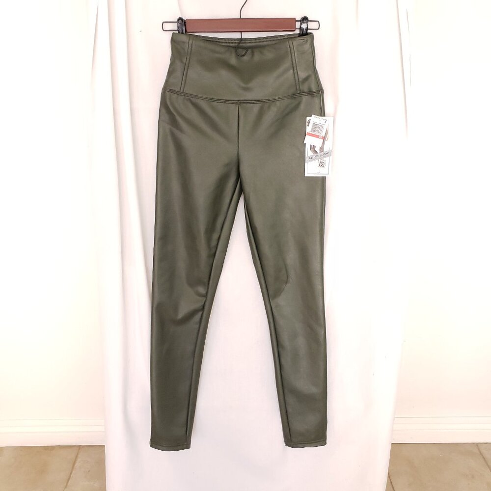 Tinseltown Woman Dark Green Faux Leather Slim Pants Size S